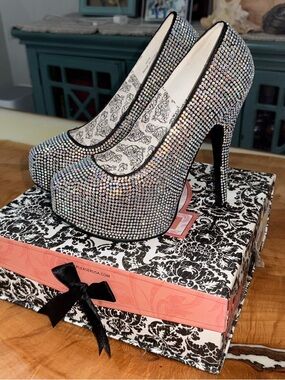 Bordello Rhinestone Crystal Platform Pumps